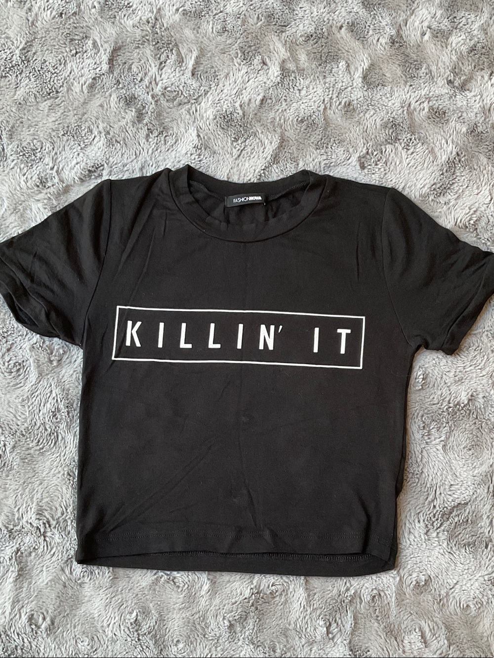 Fashion Nova Black "Killin' It" Crop Tee